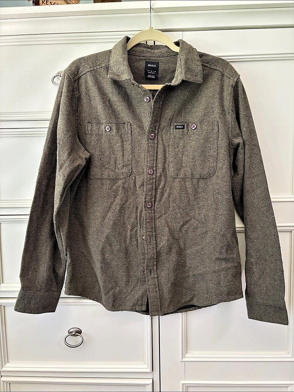 RVCA Men's Green Long Sleeve Flannel